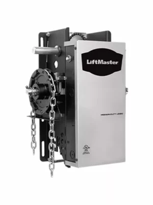 El motor de cadena industrial de 1/2 HP es ideal para puertas tipo cortina enrollable y seccional semindustrial, con un área de hasta 24 metros cuadrados.